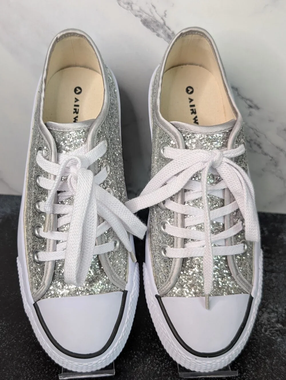 Airwalk Silver Glitter Low-Top Sneakers for Women